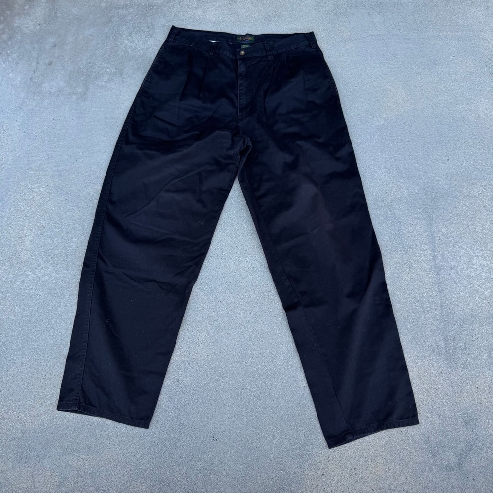 Cambridge Classics Mens Pleated Chino Pants Black 100% Cotton 32x30 Straight Leg